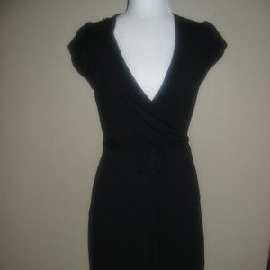 Old Navy Black Knit Wrap Dress Short Sleeve V Neck Knee Length Size Small S NWT